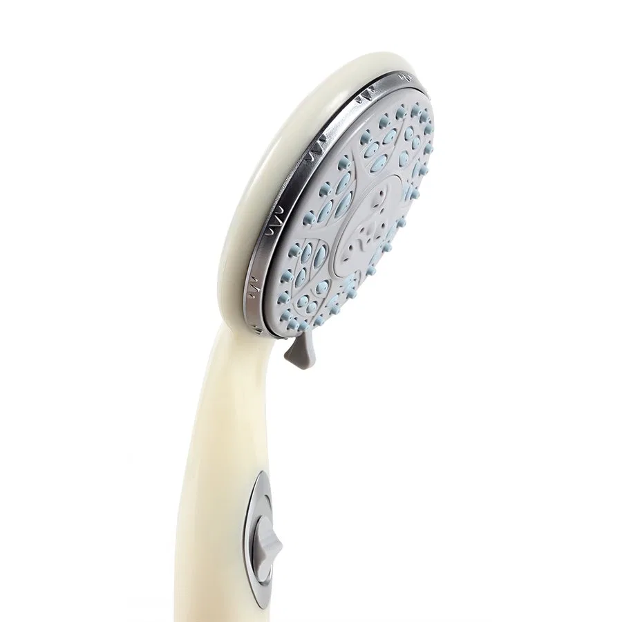 43712 – CAMCO Shower Head, Hand Held With 4 Available Spray Settings With On/ Off Valve Off-White